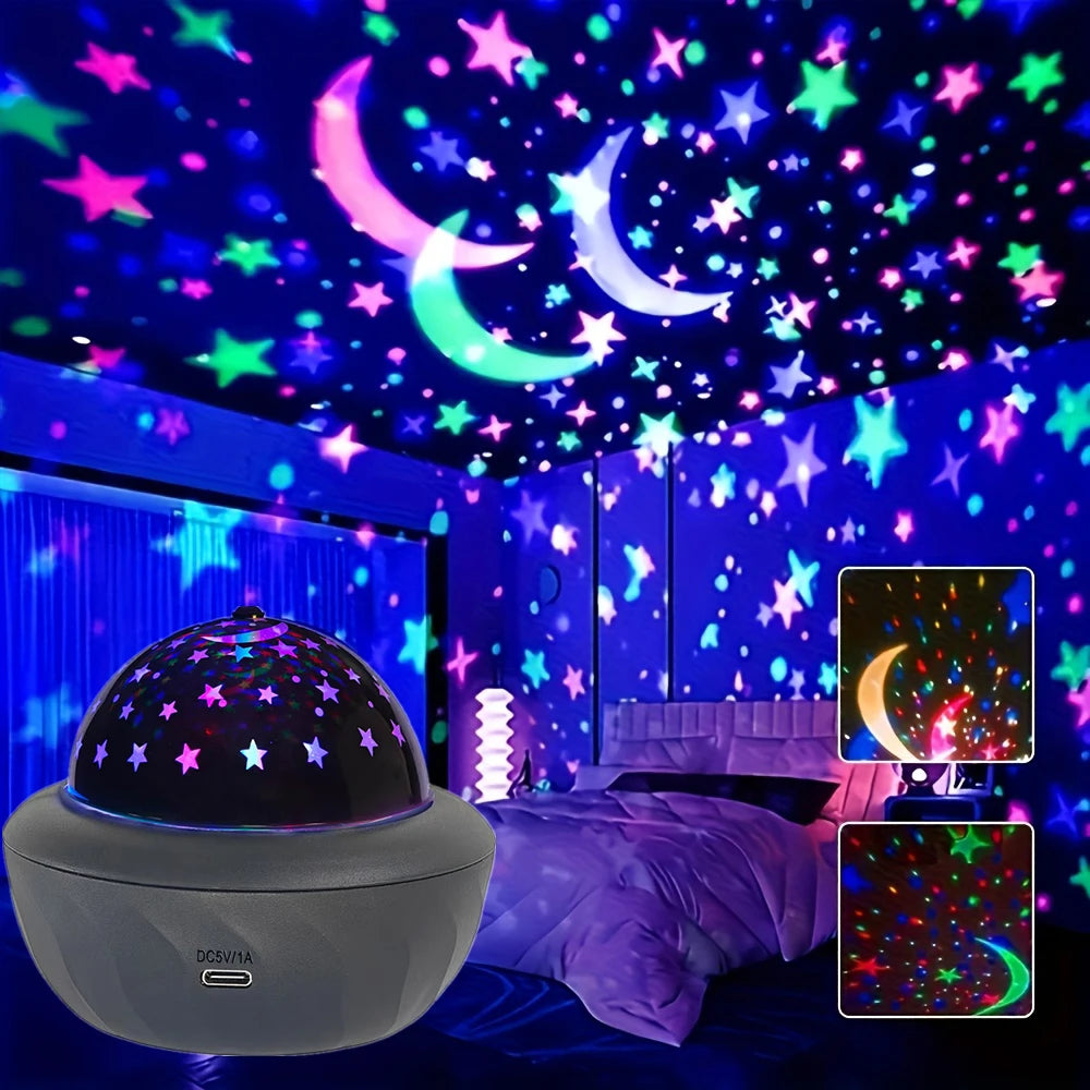 Moktan Sabai USB RGB Starry Night Sky Projector | Rotating Moon Stars Room Decor Lamp