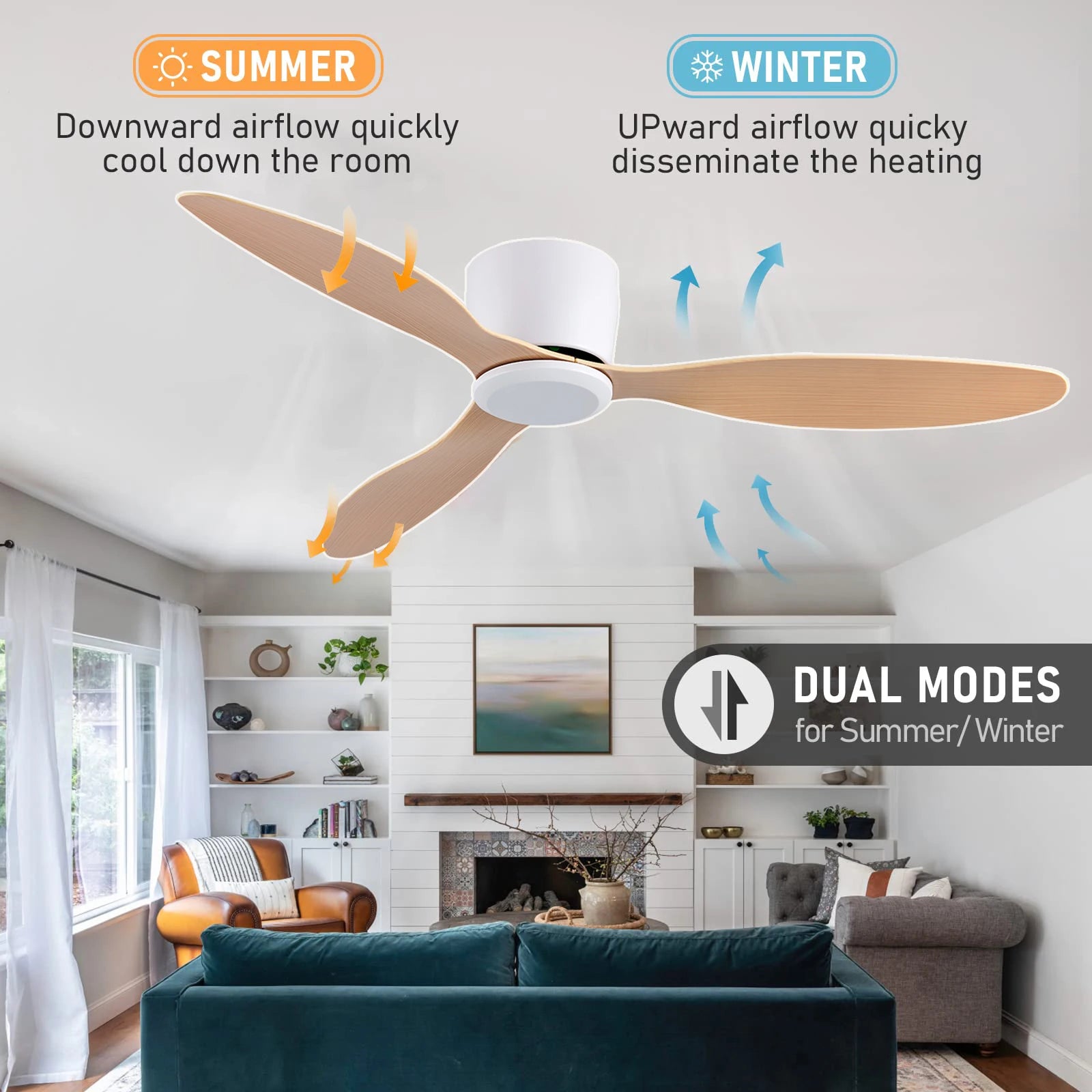 Moktan Sabai 42/52 Inch Ceiling Fan 6-Speed DC Motor Remote Control