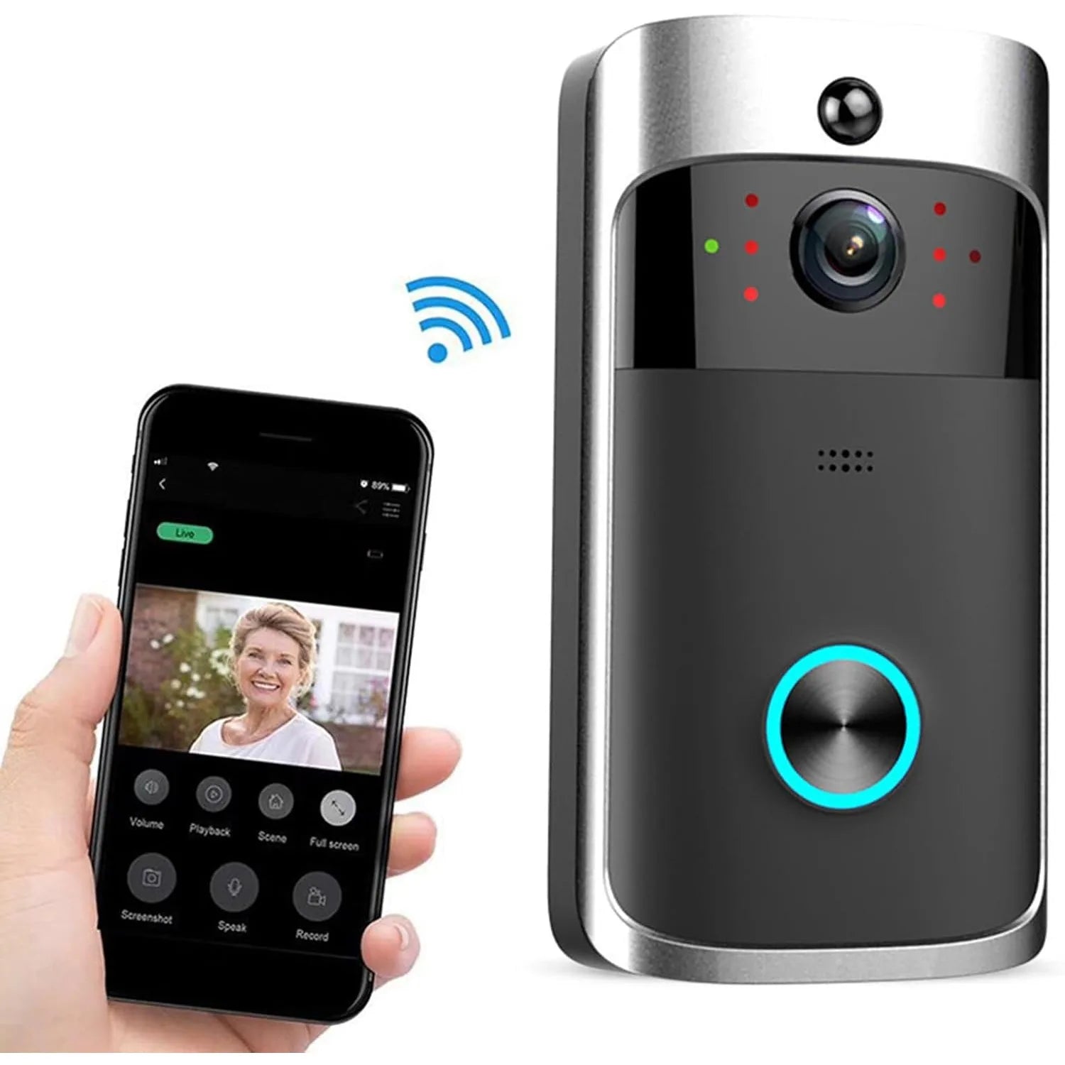 Moktan Sabai Smart WiFi Video Doorbell Camera Night Vision Motion Sensor Voice Control