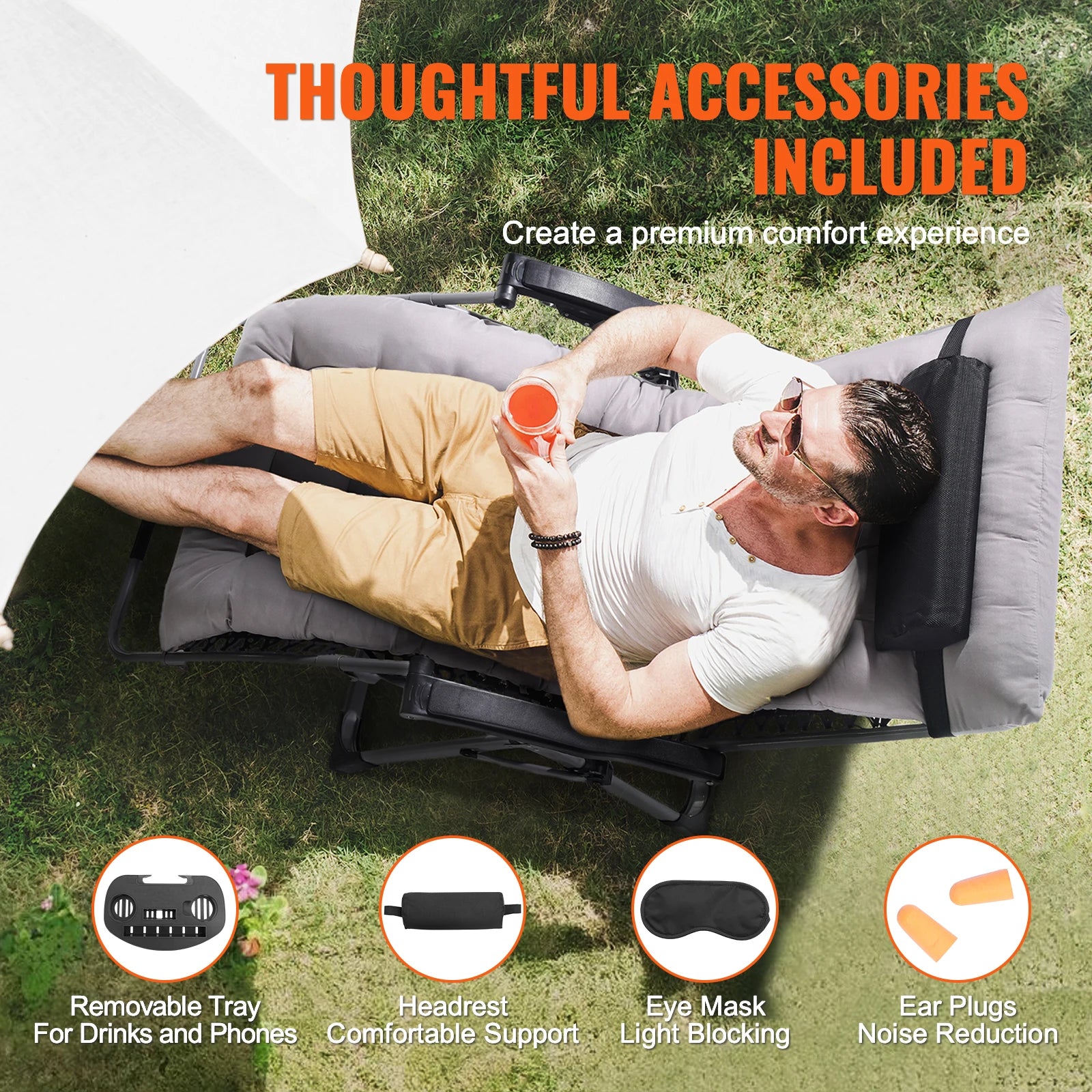 Moktan Sabai Zero Gravity Recliner Chair Adjustable Anti Gravity Lounge Chair with Cup Holder