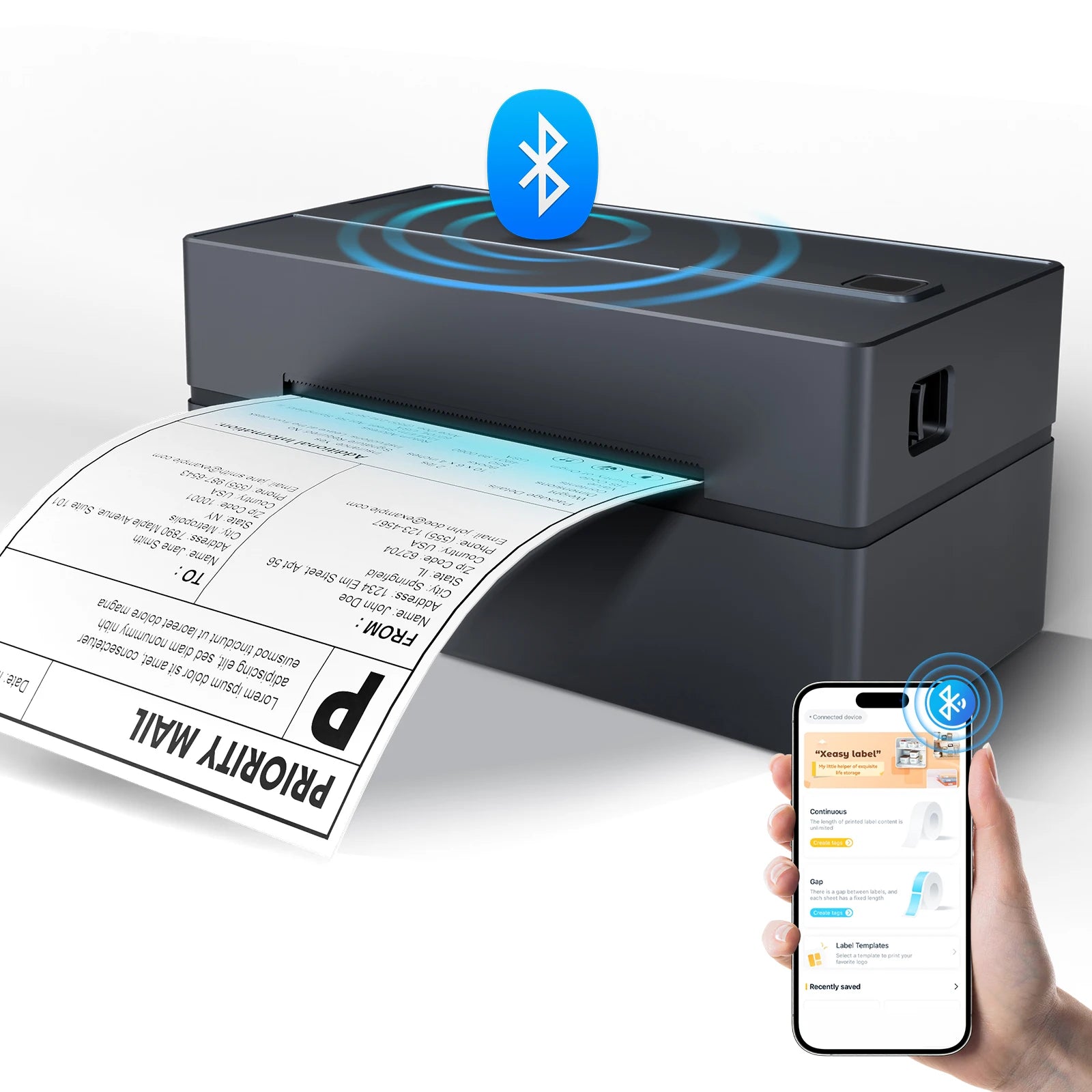 Moktan Sabai Wireless 4x6 Thermal Shipping Label Printer 300DPI Bluetooth WiFi Small Business Black