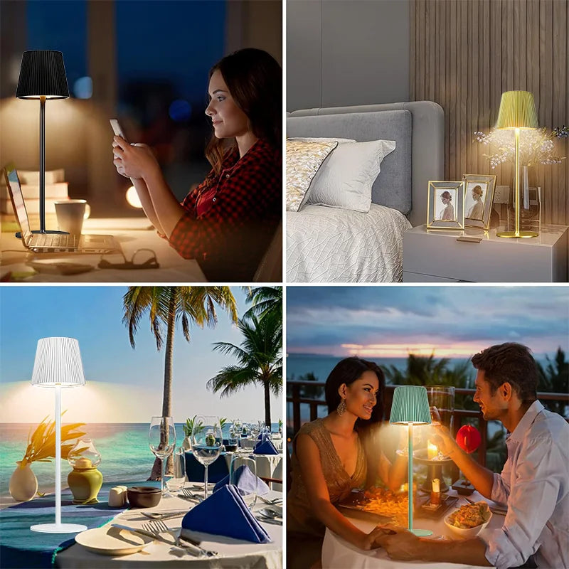 Wireless LED Table Lamp Rechargeable Touch Adjustable Night Light for Bedroom