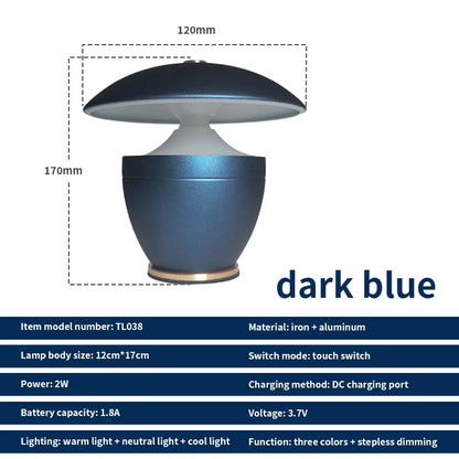 Nordic Battery Powered Dimmable LED Night Table Lamp Small Bedroom Home Decor