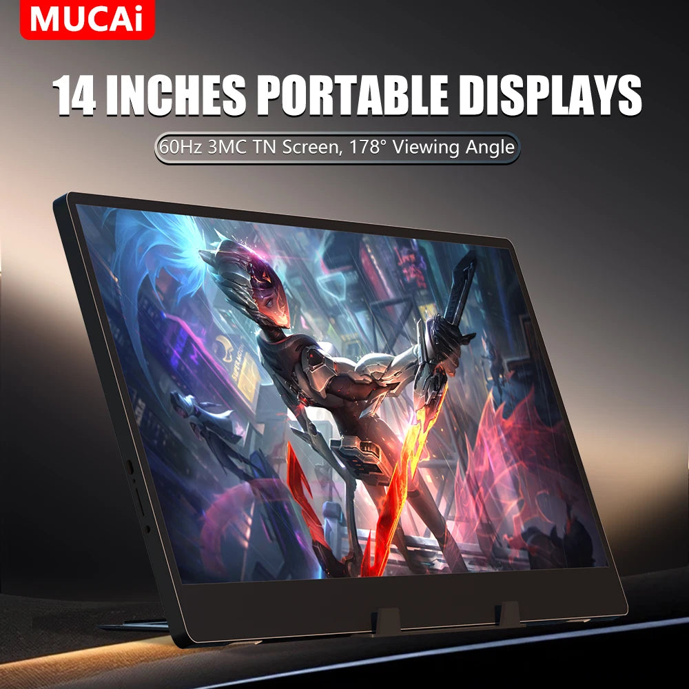 Moktan Sabai 14" Portable Monitor 1366x768 TN 60Hz 3ms Response 250cd/㎡ MUCAI N140-S36