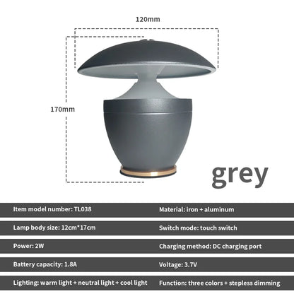 Nordic Battery Powered Dimmable LED Night Table Lamp Small Bedroom Home Decor