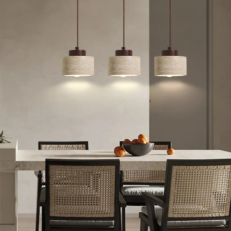 Moktan Sabai Japanese Wabi Sabi Stone Pendant Light – Modern Bedside Hanging Lamp for Bedroom