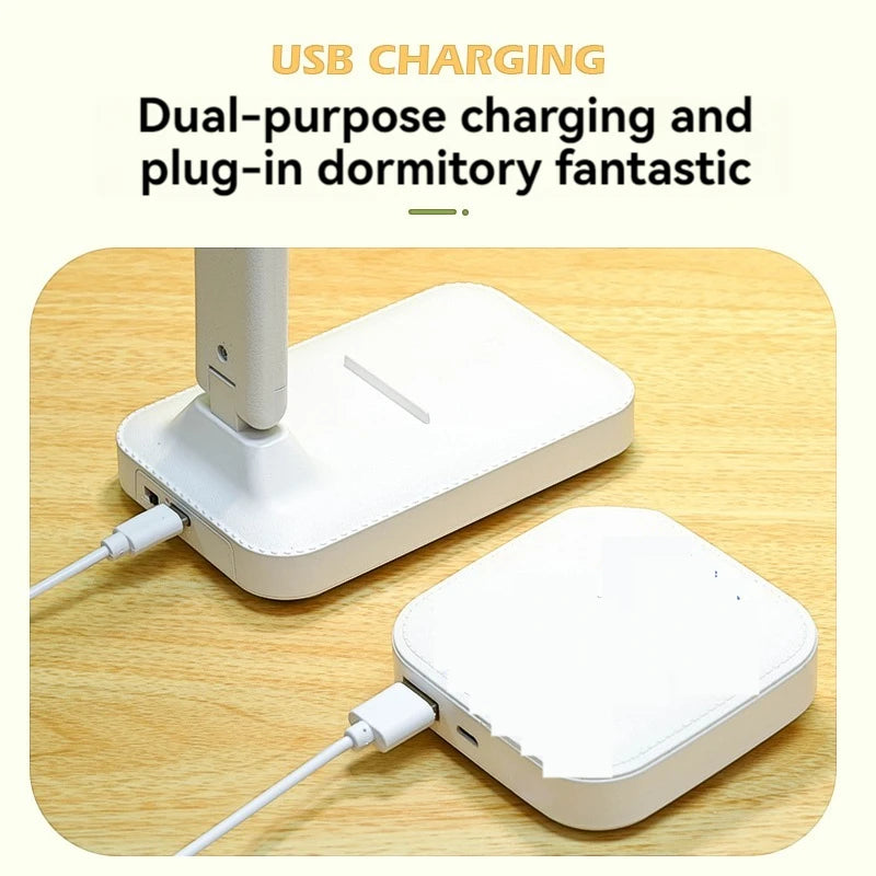 Moktan Sabai Dual Head LED Desk Lamp | USB Rechargeable Foldable Dimmable Study Reading Light