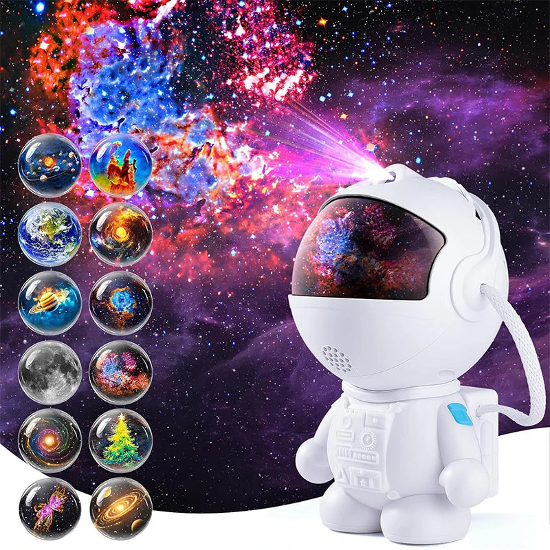 Moktan Sabai Astronaut Galaxy Projector Star Light with 12 Space Films 360 Rotating Planetarium