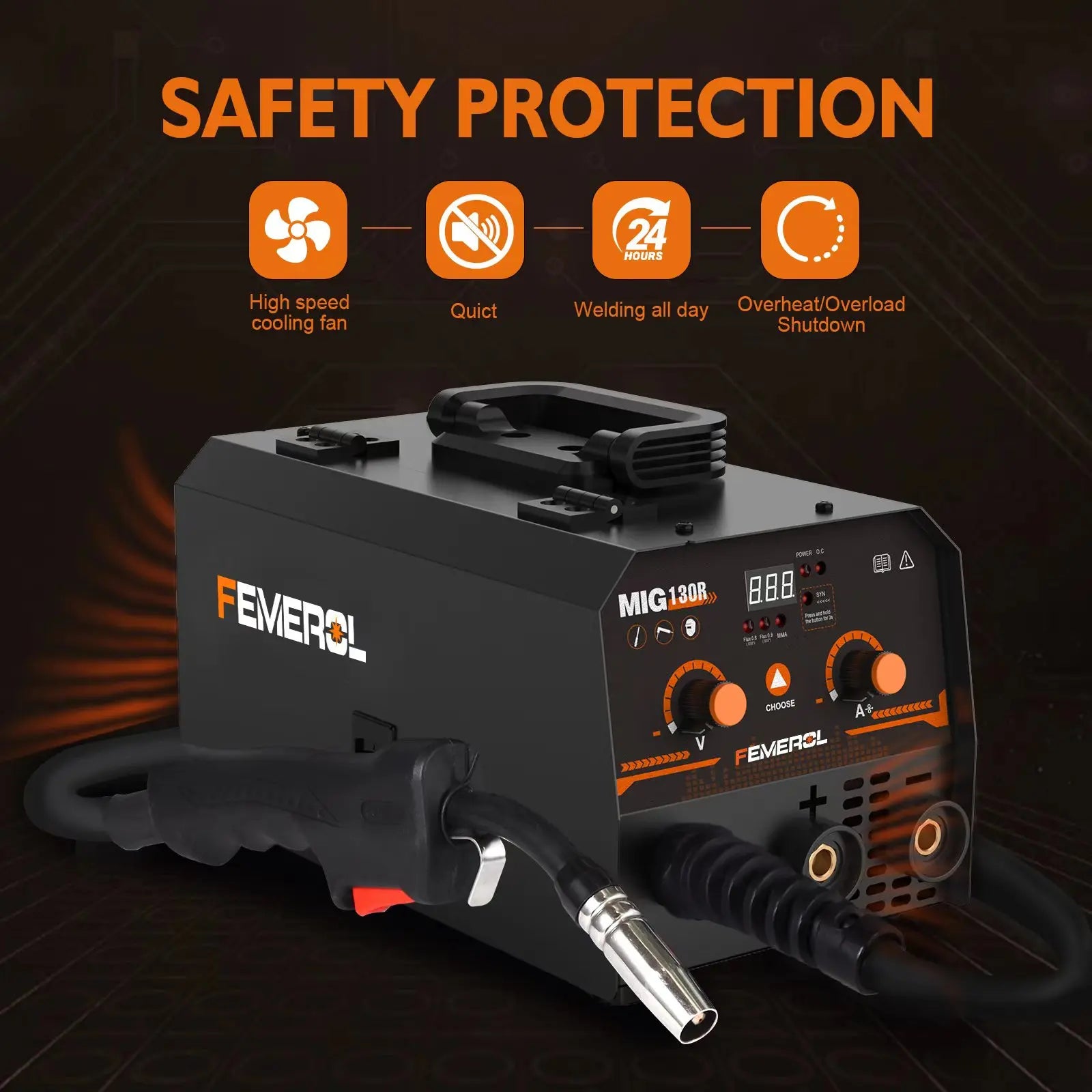 Moktan Sabai 2-in-1 MIG Welder 130A Gasless Flux Core ARC IGBT Welding Machine for Home DIY