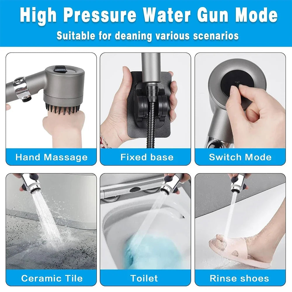 Moktan Sabai High Pressure Handheld Shower Head 3 Modes Filter Spa Spray with ON/OFF Water Save
