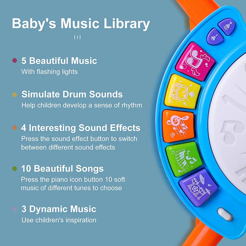 Moktan Sabai Toddler Drum Set with Microphone Kids Musical Toy 1-3 Years Lights