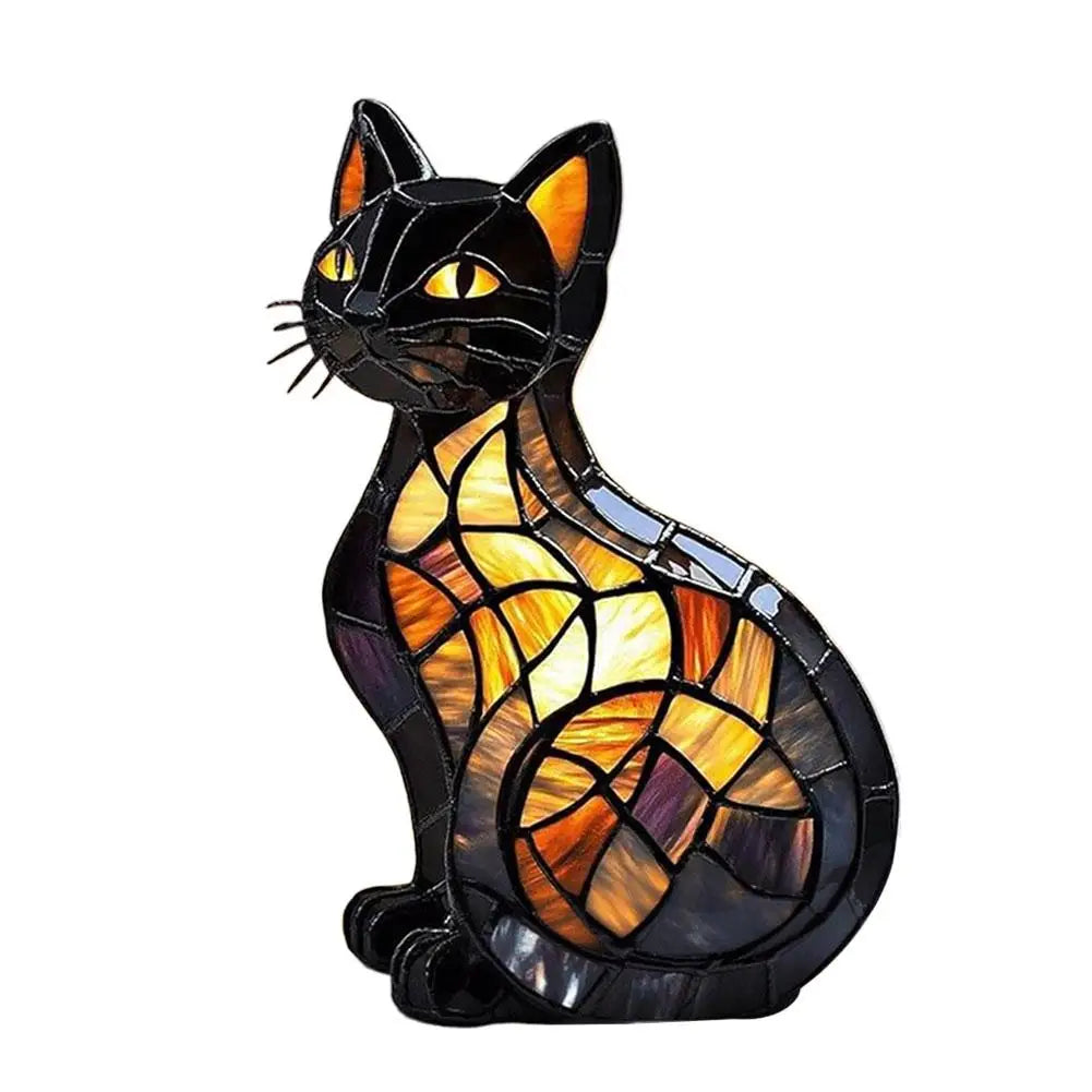 Moktan Sabai 3D Retro Magic Stained Glass Cat Lamp Nightstand LED Multi-Color Cute Gift 2025 Cat