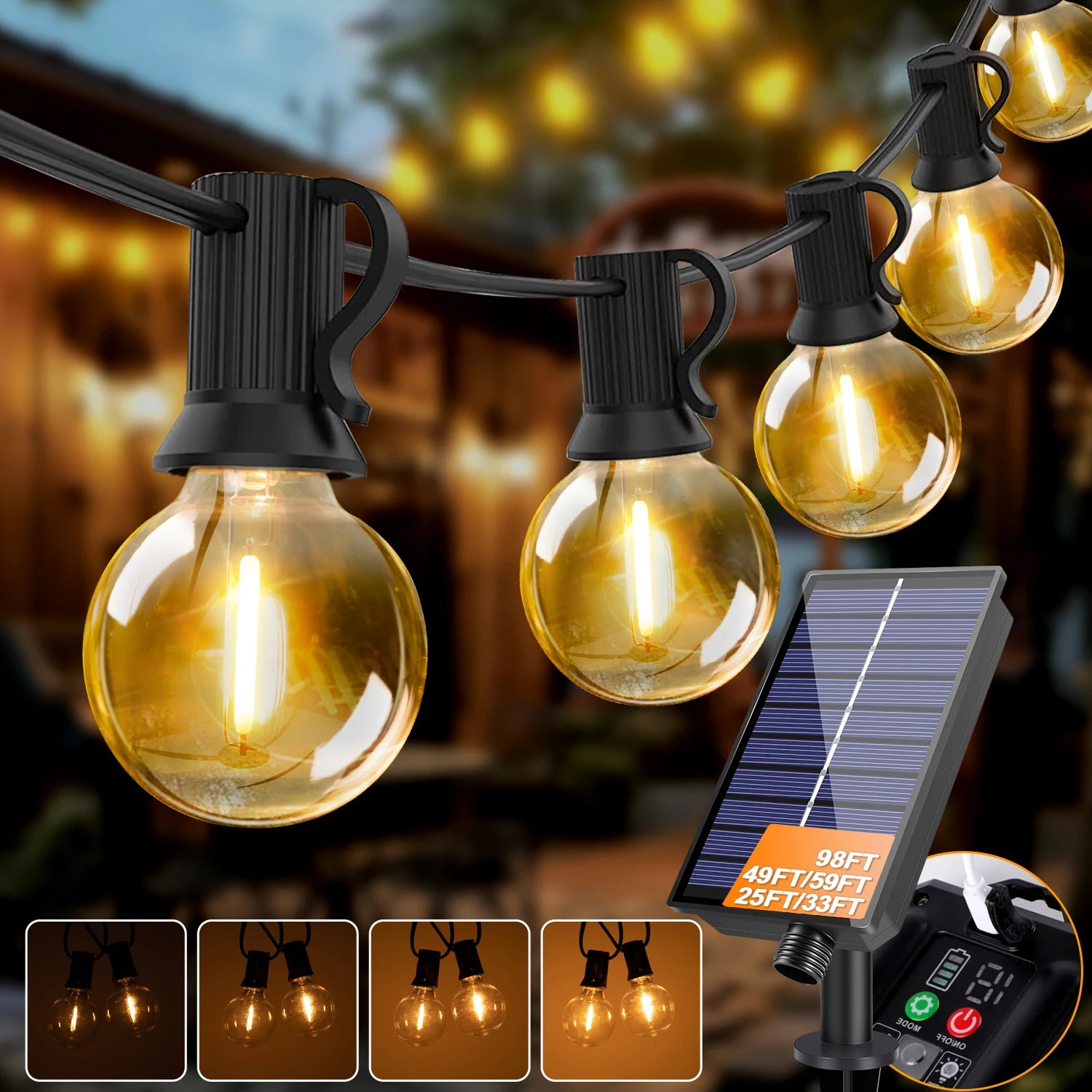 Moktan Sabai LED G40 Solar String Lights Outdoor Waterproof Shatterproof Hanging Lights