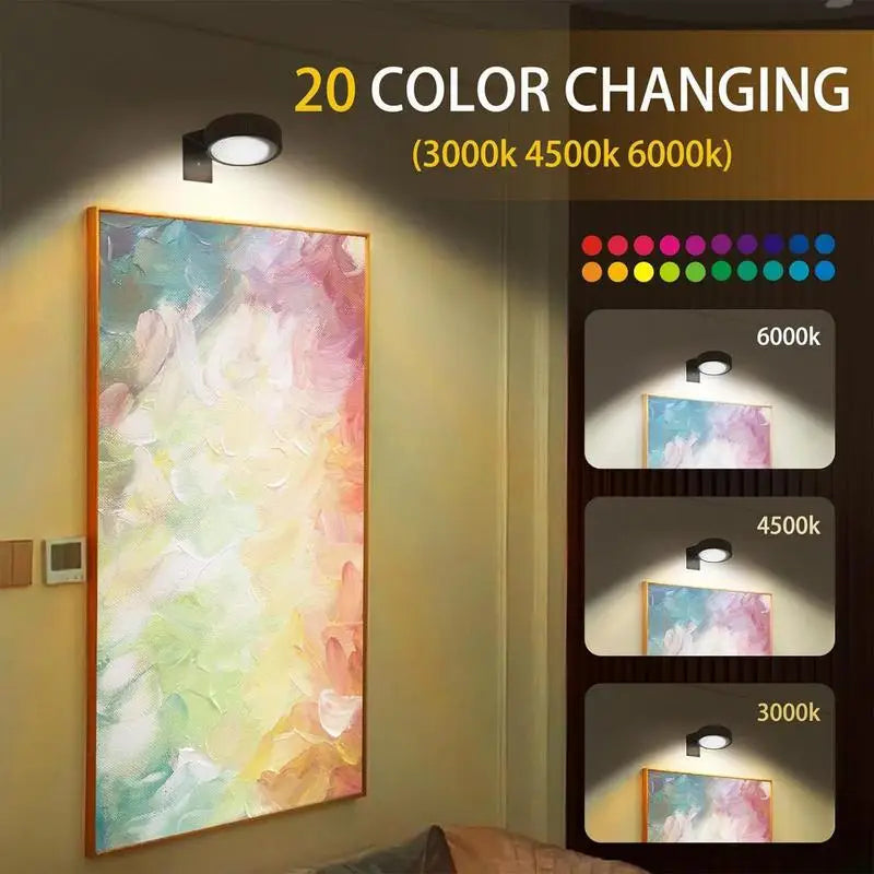 Moktan Sabai 3 Pack Remote Control Picture Lights Battery Powered Dimmable Art Display Lamps