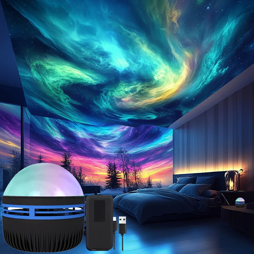 Moktan Sabai LED Northern Lights Projection Lamp Aurora Borealis USB Remote Color-Changing Light