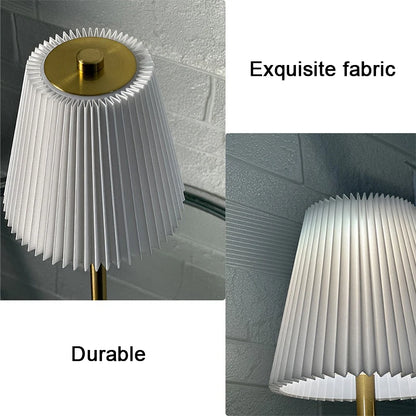 Small Pleated Table Lamp USB Rechargeable Cordless Desk Light for Bedroom