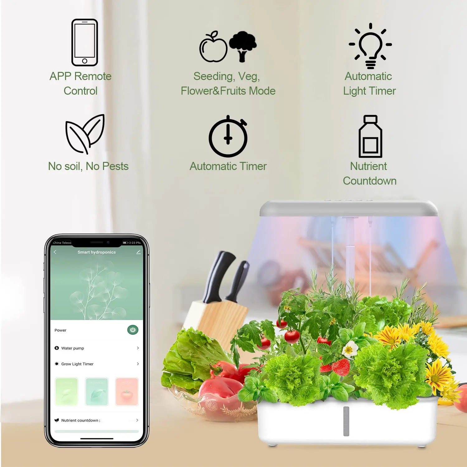 Moktan Sabai Smart WiFi Hydroponic Growing System Indoor Herb Garden LED Grow Light