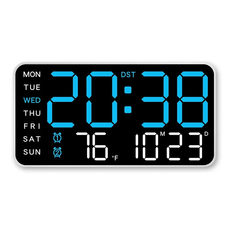 Moktan Sabai Giant Digital Wall Clock with Temperature Date Time Smart Home LED Display blue