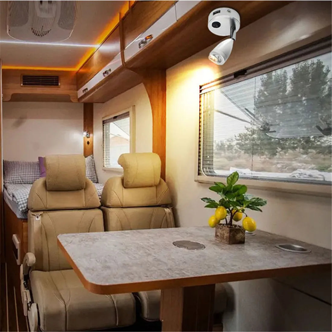 Moktan Sabai LED RV Reading Light 12V/24V with USB Port – Camper, Boat, Trailer Interior Lamp