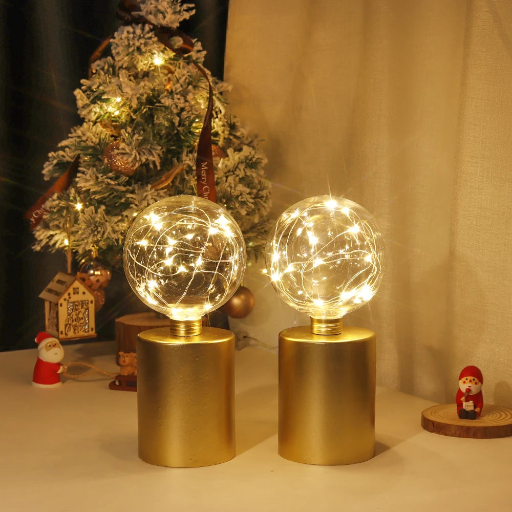 Moktan Sabai 2Pcs Gold Table Lamp Battery Powered Cordless LED Light Bedroom Living Room Decor