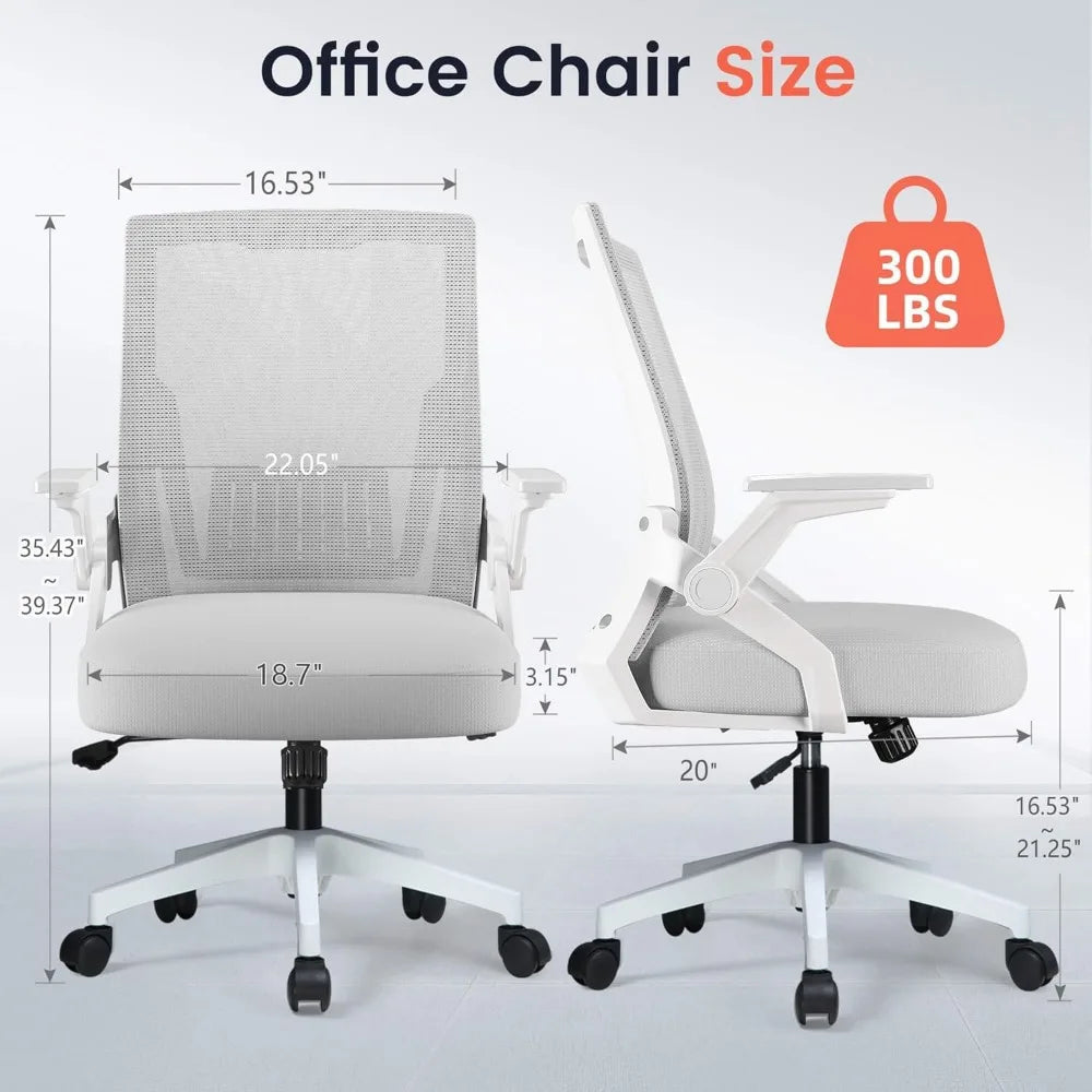 Moktan Sabai Ergonomic Mesh Office Chair Flip-Up Armrests Lumbar Support Wide Seat