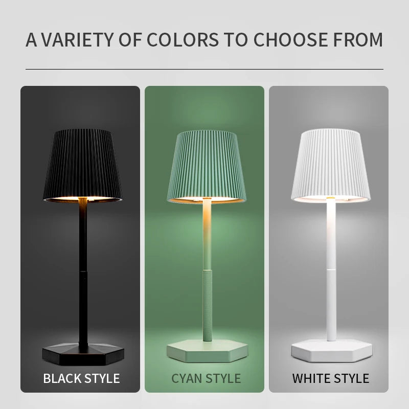 Moktan Sabai LumiGrid | Modern Stripe LED Table Lamp with Touch Dimming | Metal USB Desk Light for Decor