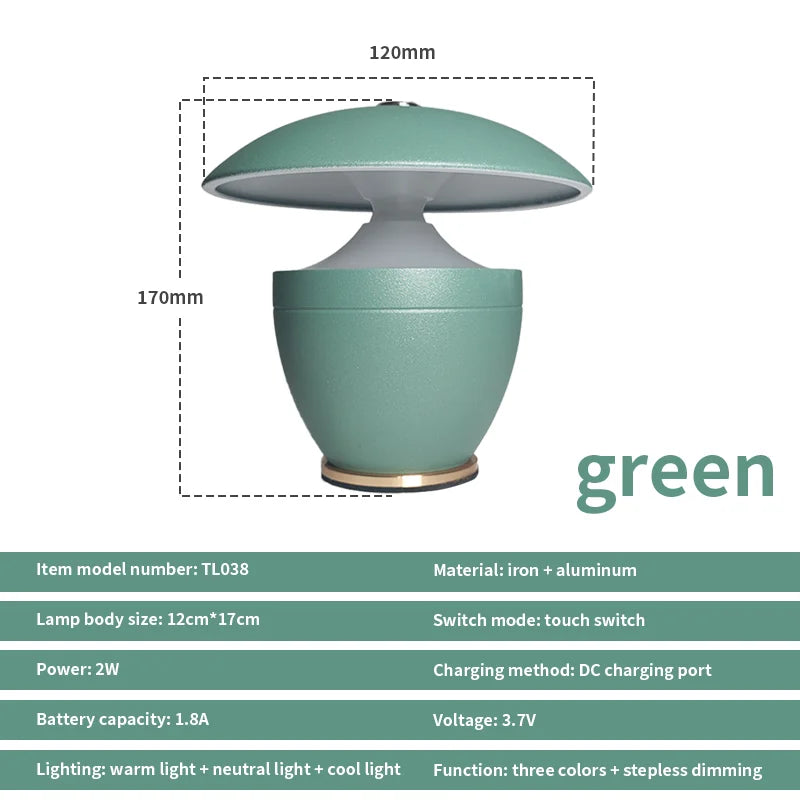 Nordic Battery Powered Dimmable LED Night Table Lamp Small Bedroom Home Decor
