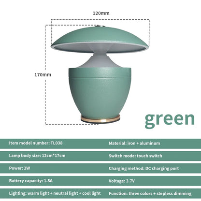 Nordic Battery Powered Dimmable LED Night Table Lamp Small Bedroom Home Decor