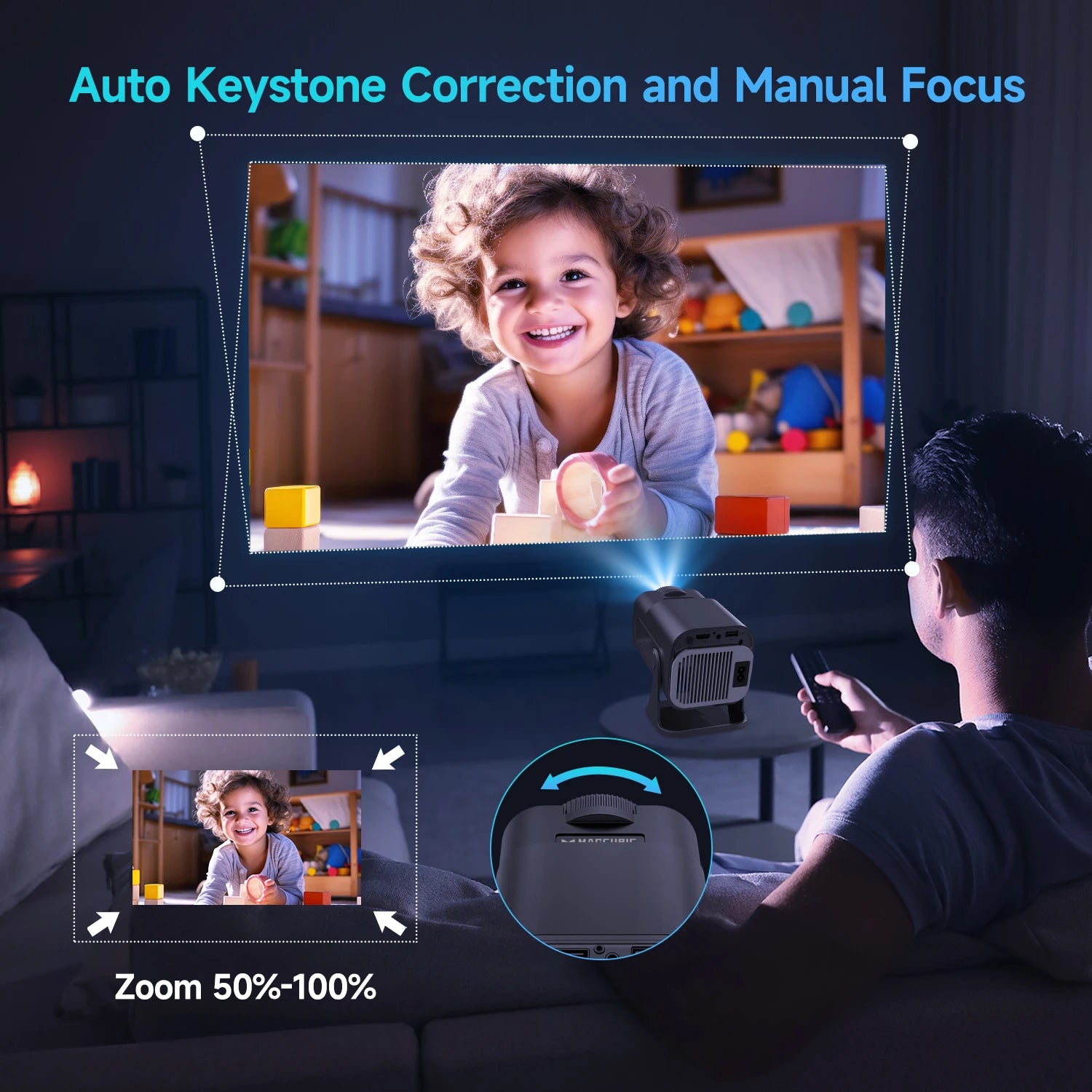 Moktan Sabai Mini 720P Android 11 Projector 4K Portable WiFi6 BT5.0 Outdoor Cinema Lamp