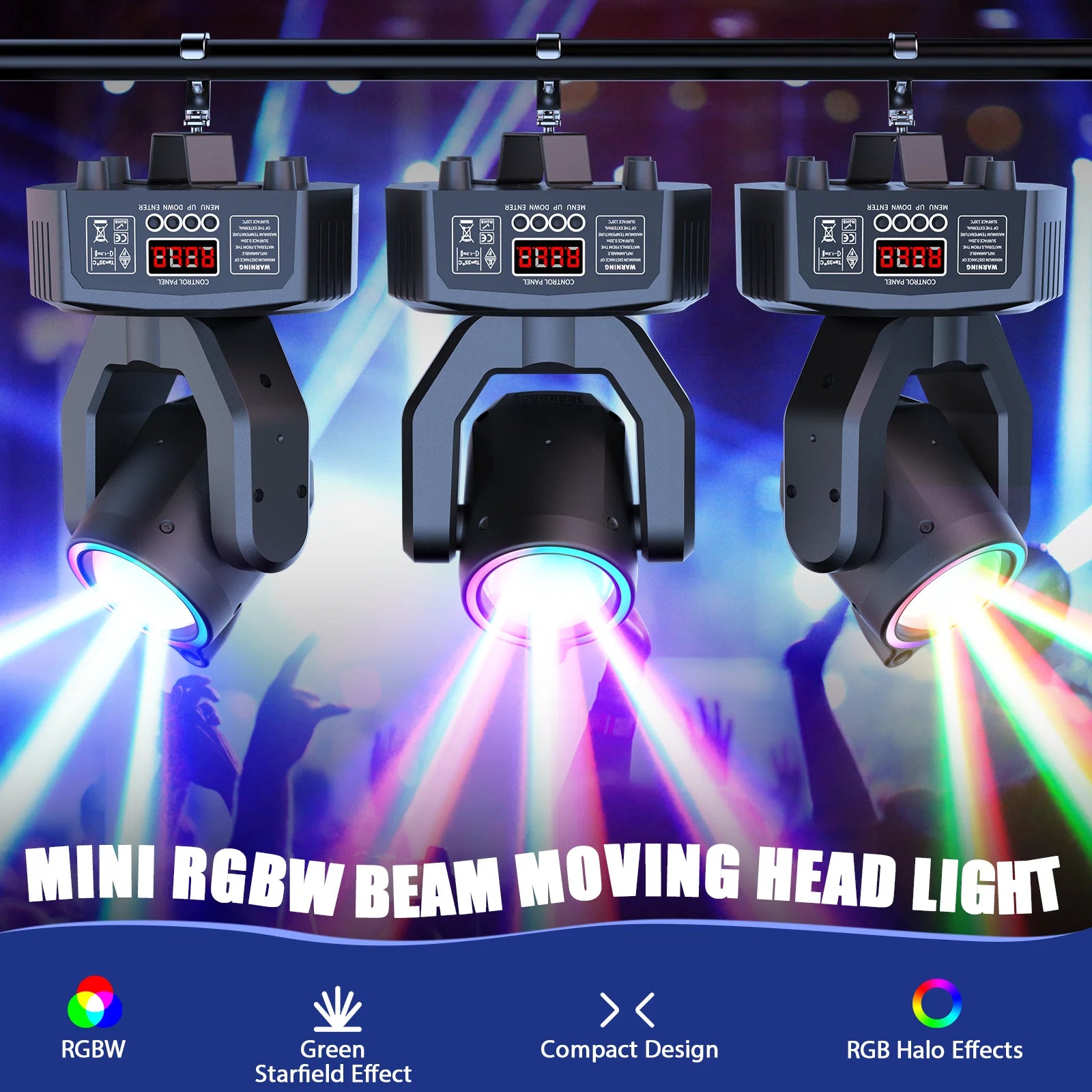 Moktan Sabai U'King 30W Mini Moving Head LED RGBW Spot Beam Stage Light DMX DJ Party Disco