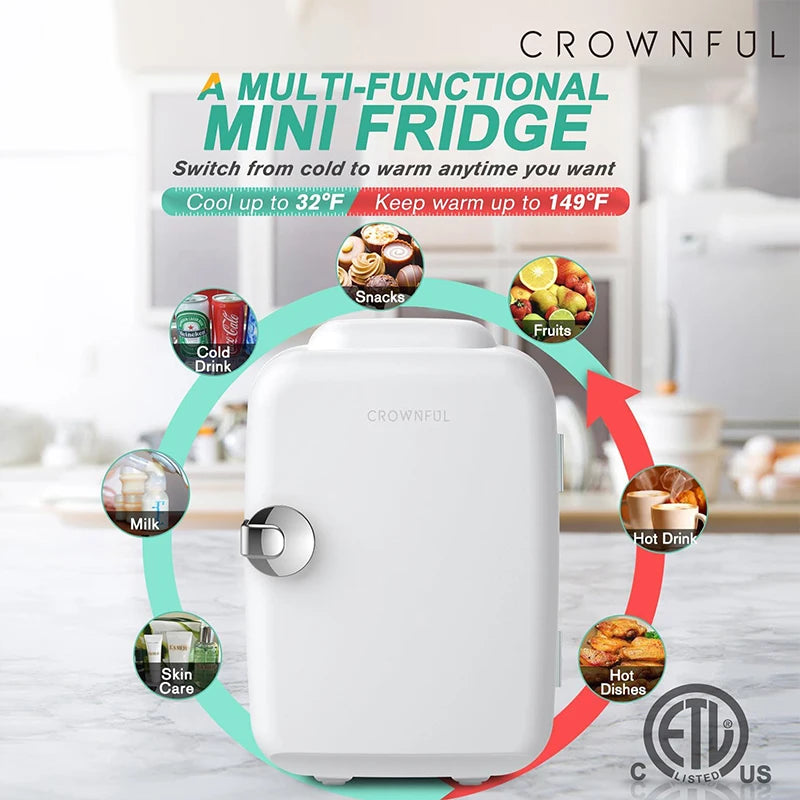 Moktan Sabai Crownful 4L Mini Fridge Portable Beauty Cooler Warmer Car Home Travel