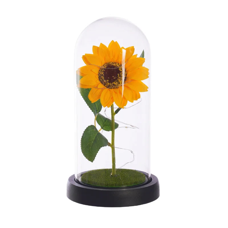 Moktan Sabai Sunflower LED Dome Lamp Artificial Flower Gift for Mom Grandma Home Decor