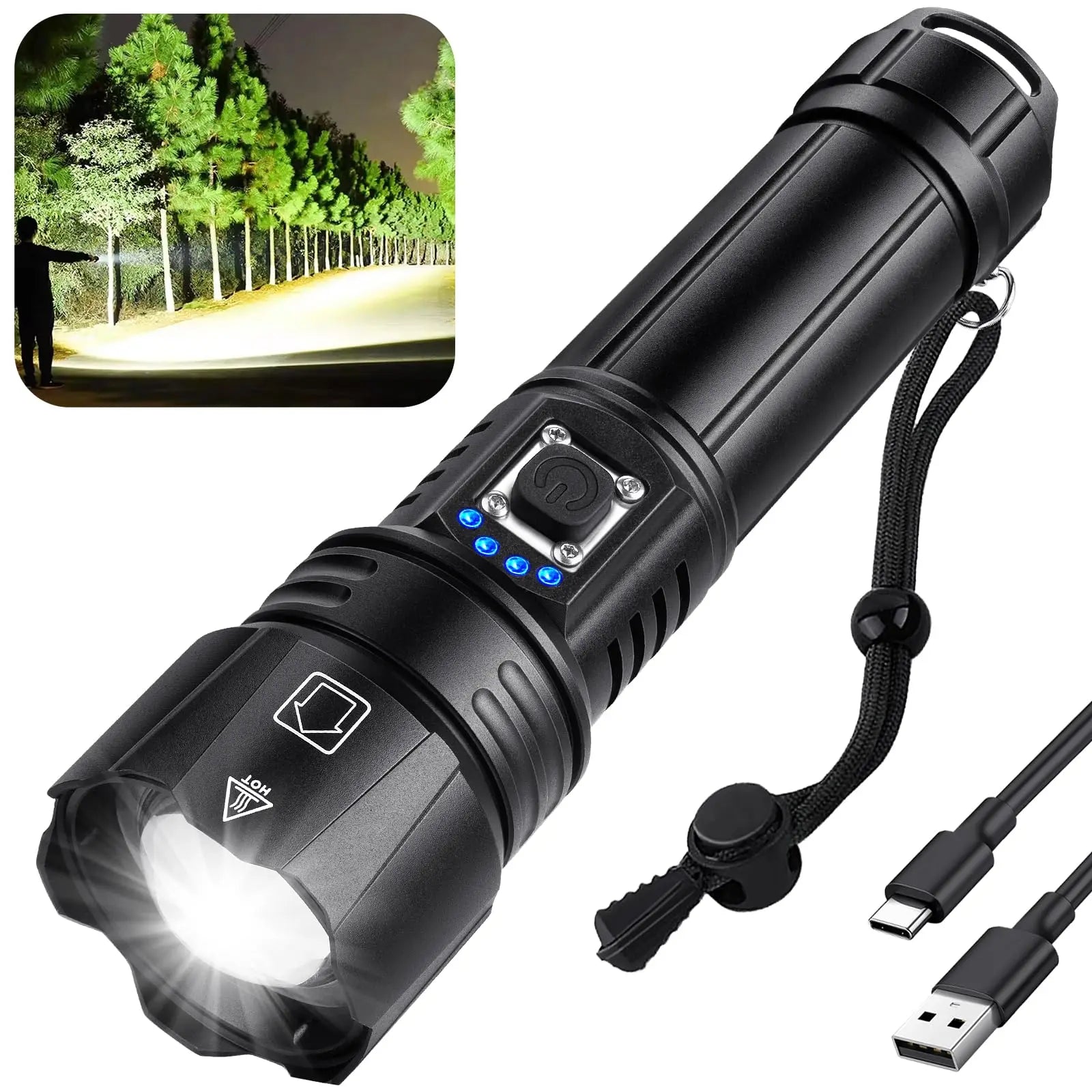 Moktan Sabai Rechargeable High Lumen LED Flashlight Waterproof 5 Modes Bright Torch NO Battery