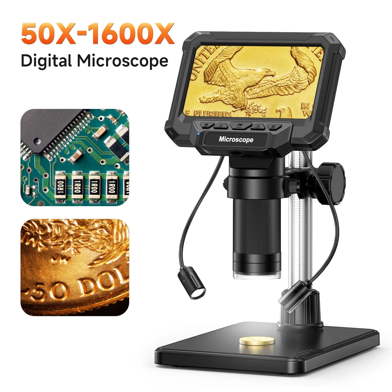 Moktan Sabai 4.3 Inch Coin Microscope 1920P HD with LED for PCB Repair PC View