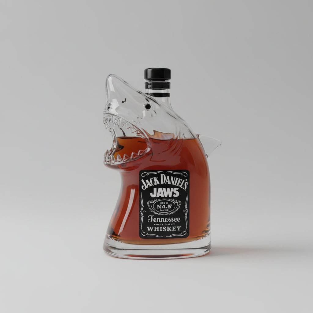 Moktan Sabai Shark Head Glass Bottle Collectible Whiskey Decanter Movie Memorabilia