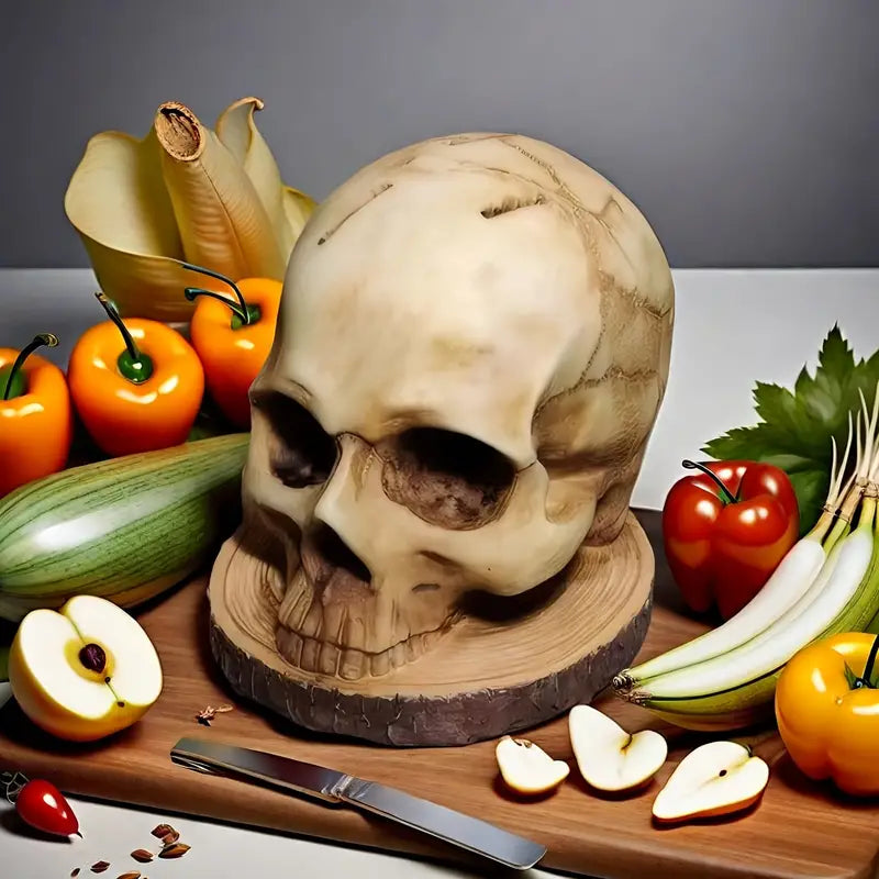 Moktan Sabai Gothic Skull Knife Holder Resin Kitchen Knife Block Storage 7 Slot