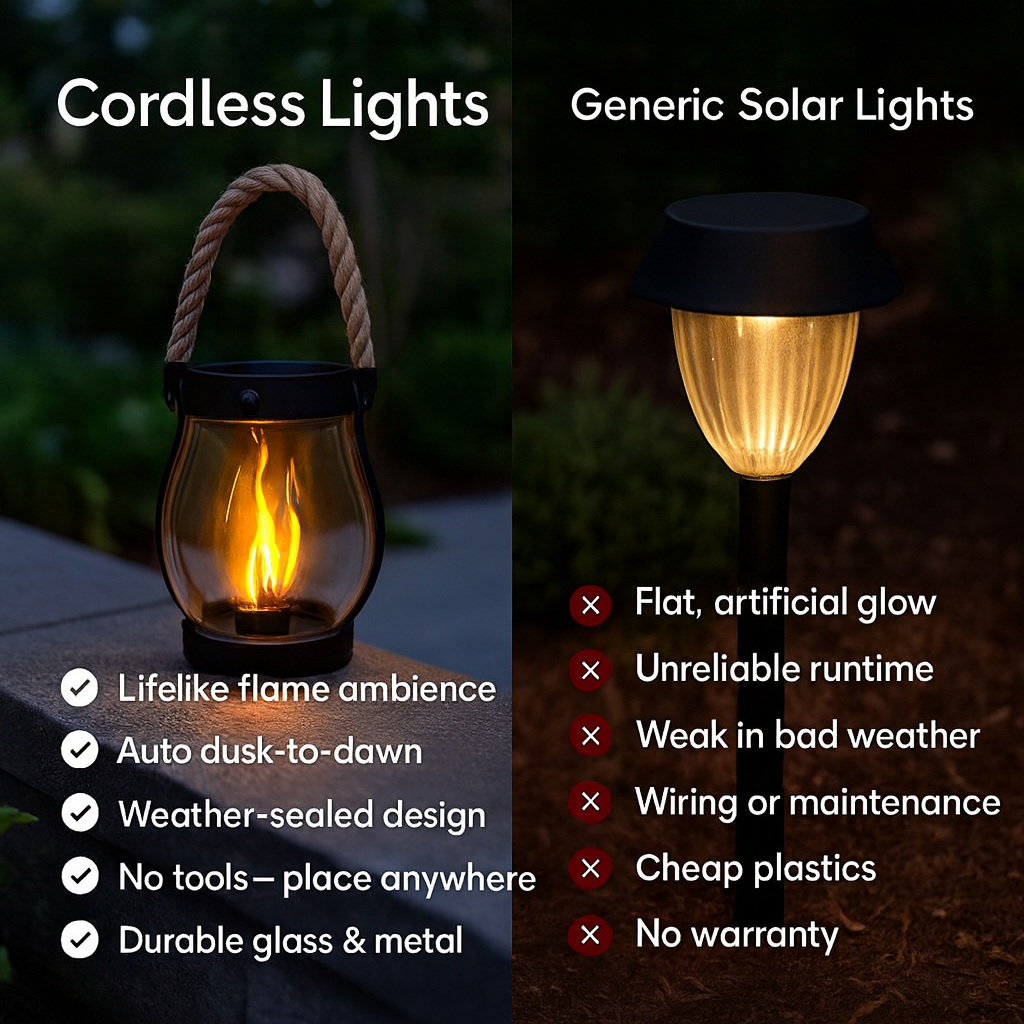Moktan Sabai Solar Lanterns Outdoor – Waterproof Solar-Powered Lantern with Flickering Flame Effect for Garden and Patio