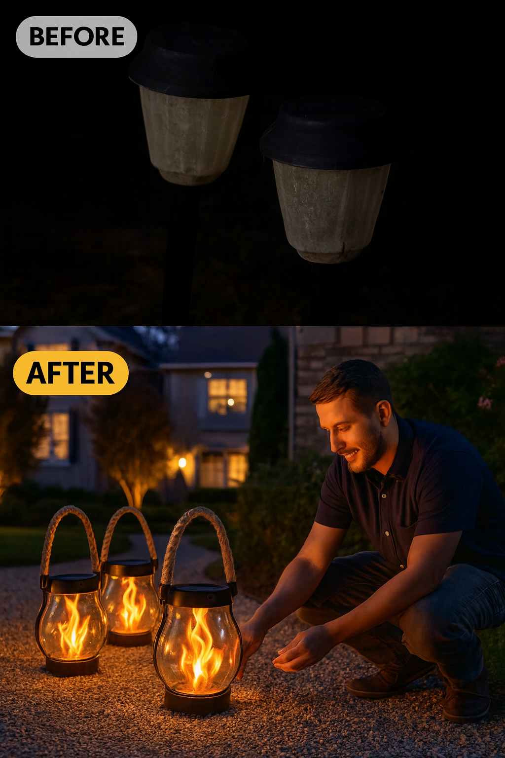 Moktan Sabai Solar Lanterns Outdoor – Waterproof Solar-Powered Lantern with Flickering Flame Effect for Garden and Patio