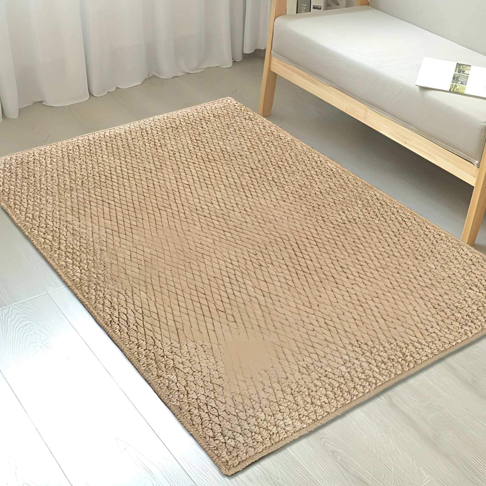 Moktan Sabai Washable Non Slip Indoor Doormat Beige Jute Look Entry Rug 50x80-80x120cm