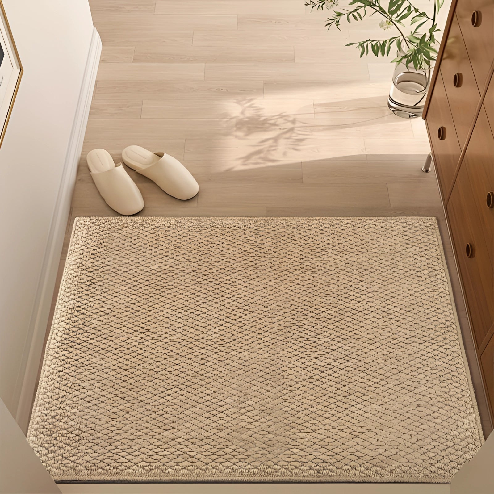 Moktan Sabai Washable Non Slip Indoor Doormat Beige Jute Look Entry Rug 50x80-80x120cm