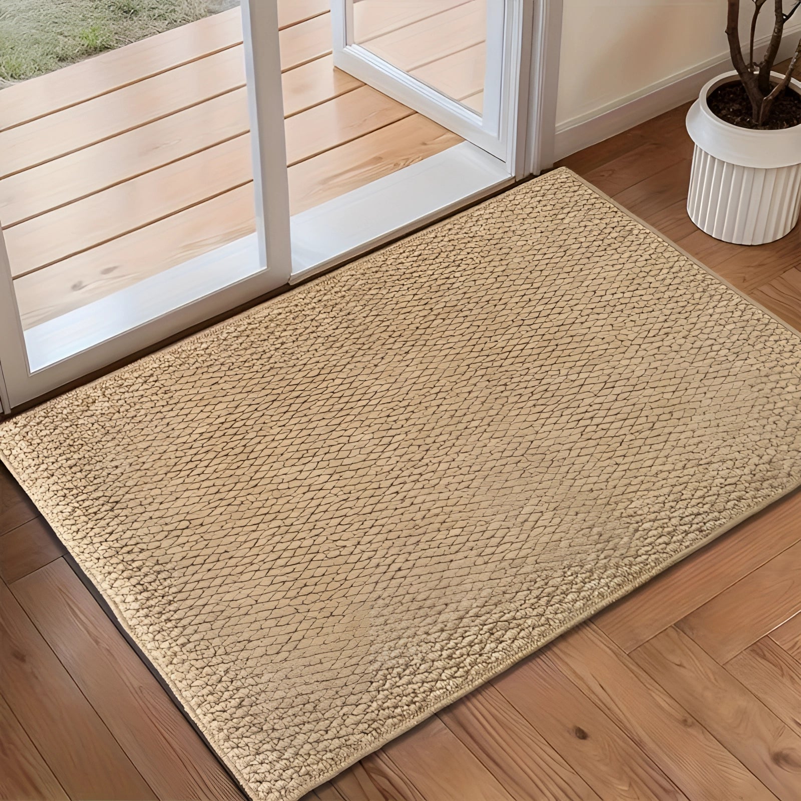 Moktan Sabai Washable Non Slip Indoor Doormat Beige Jute Look Entry Rug 50x80-80x120cm 50 x 80 cm