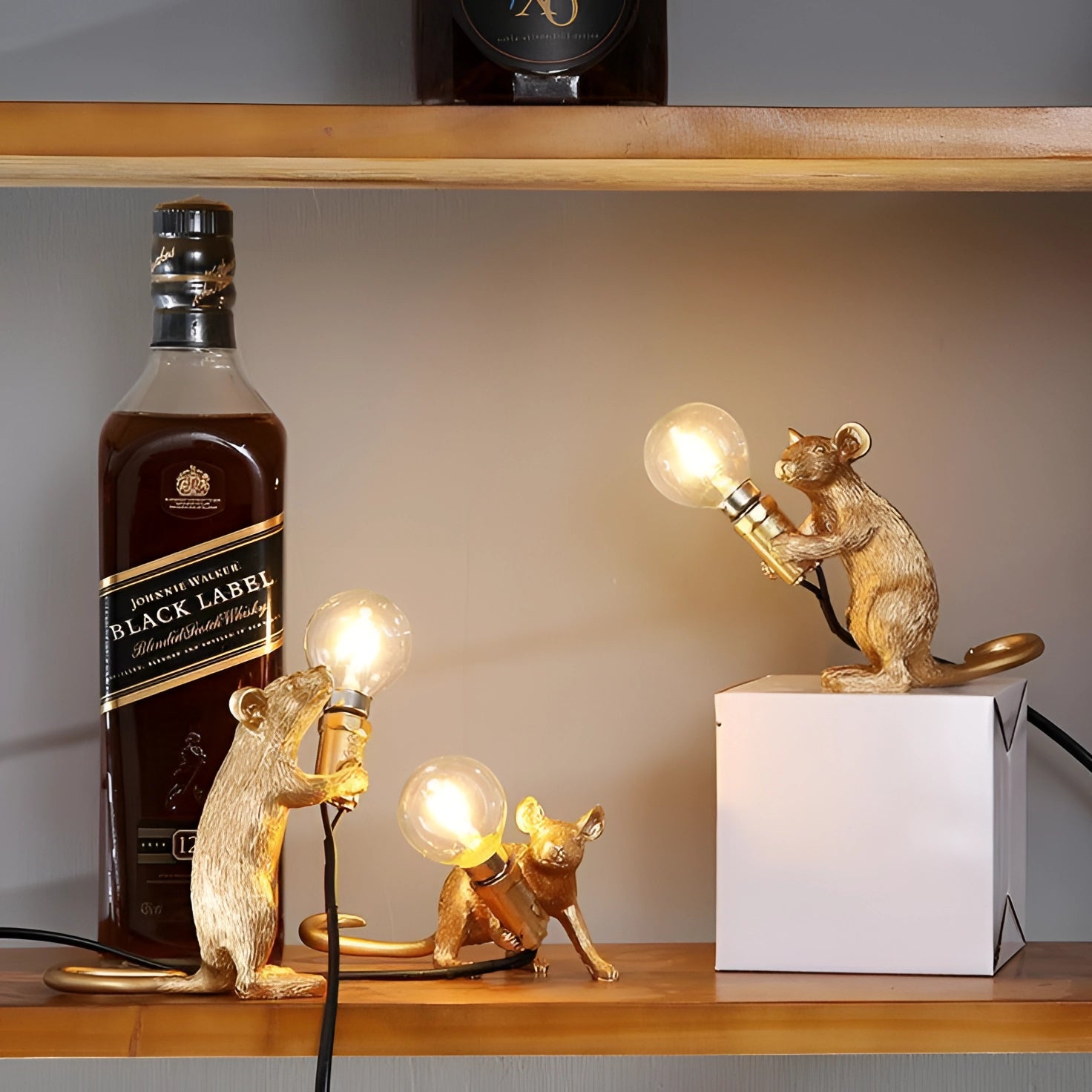 Moktan Sabai Gold Mouse Table Lamp Animal Shaped Desk Light Quirky Home Decor