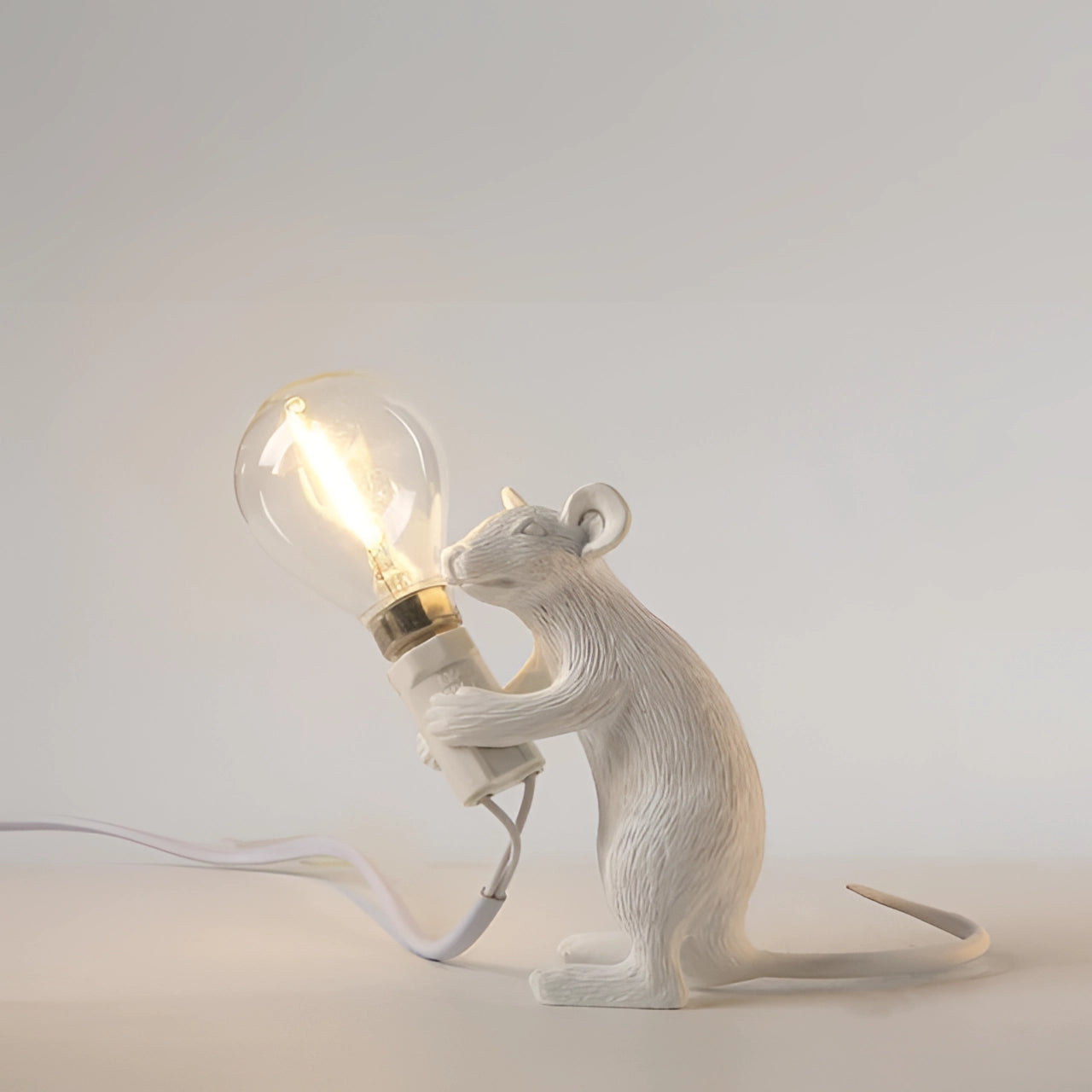 Moktan Sabai Gold Mouse Table Lamp Animal Shaped Desk Light Quirky Home Decor White Sitting