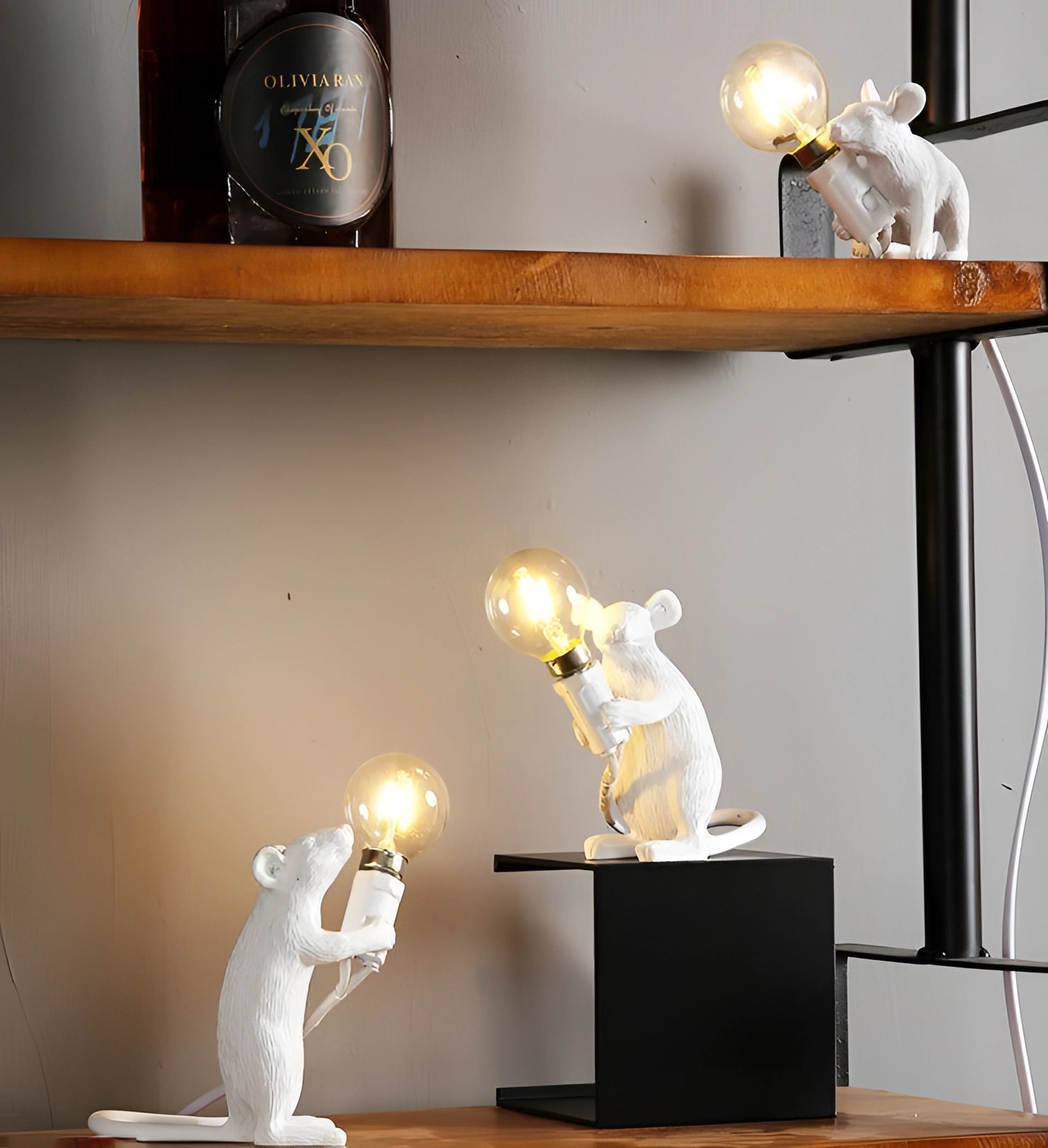 Moktan Sabai Gold Mouse Table Lamp Animal Shaped Desk Light Quirky Home Decor