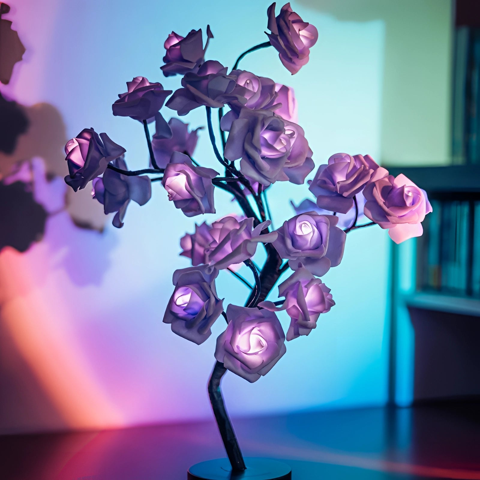 Moktan Sabai LED Rose Lamp Romantic Light Up Flower Night Light Valentine Gift Purple