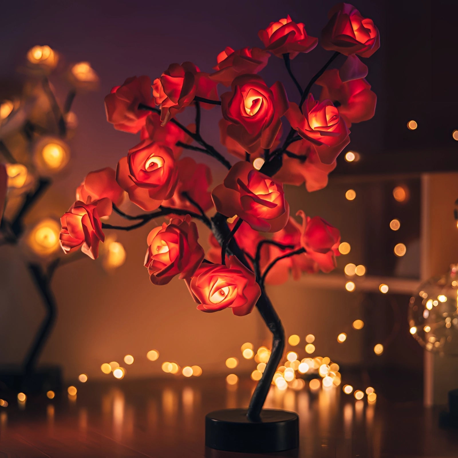 Moktan Sabai LED Rose Lamp Romantic Light Up Flower Night Light Valentine Gift Red