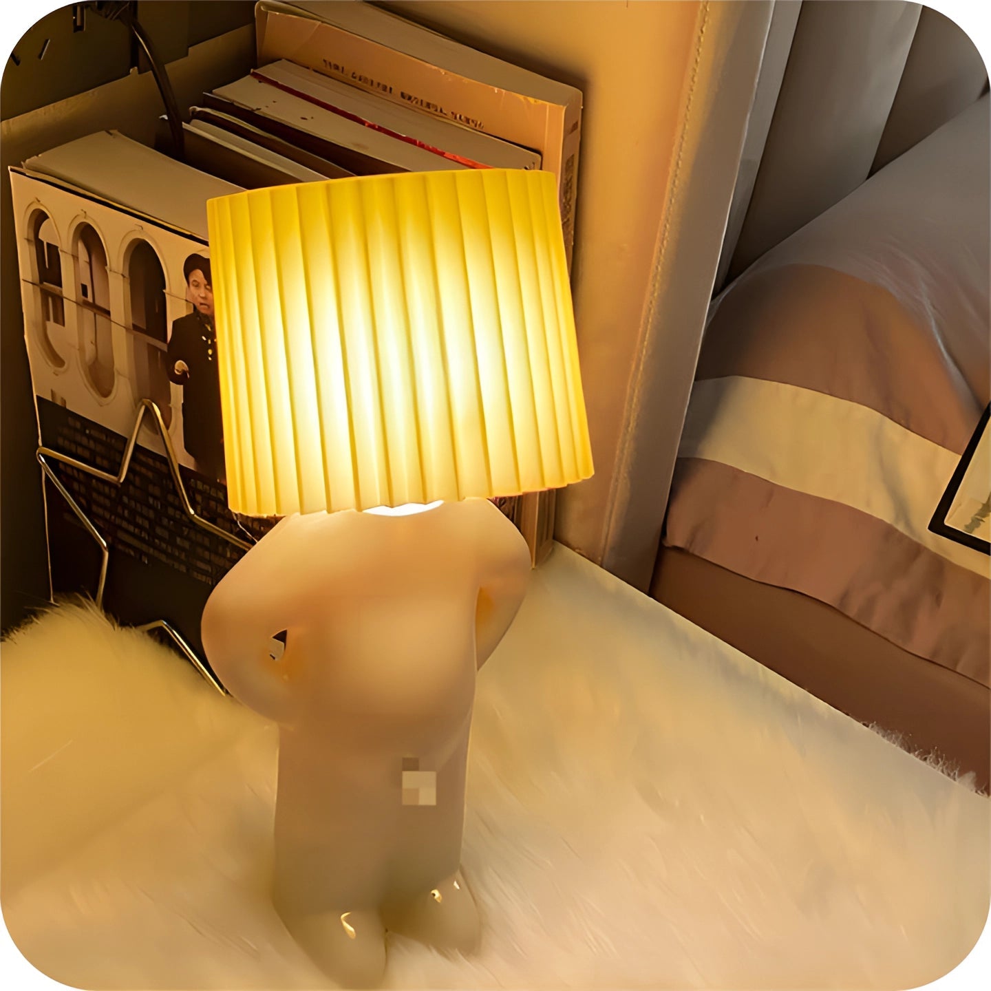 Moktan Sabai Human Shaped Table Lamp Wireless Battery Operated Novelty Light Yellow