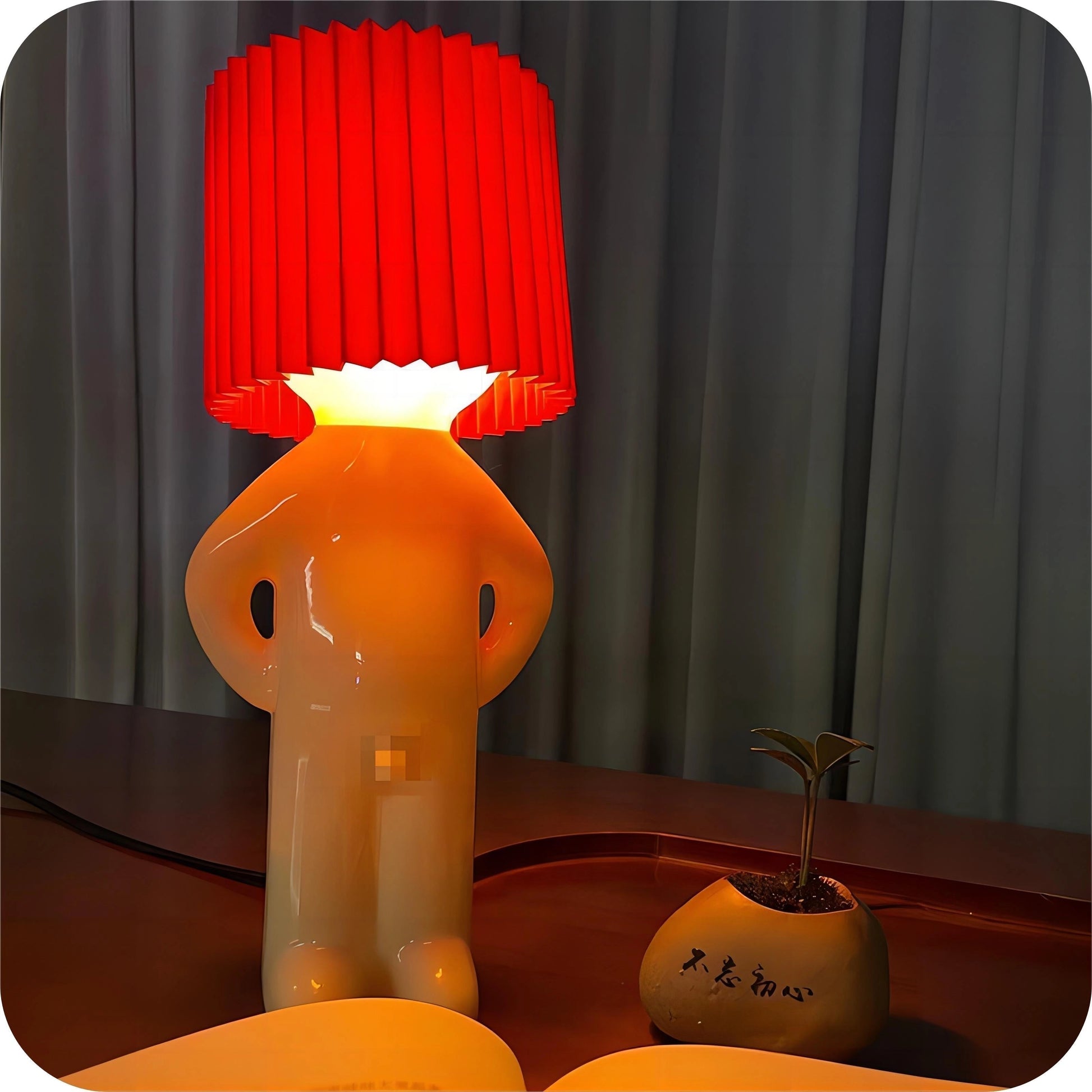 Moktan Sabai Human Shaped Table Lamp Wireless Battery Operated Novelty Light Red