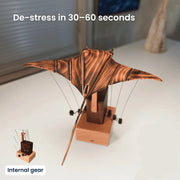 Moktan Sabai Artisan Wooden Manta Ray Automaton Retro Kinetic Desk Display Sculpture A