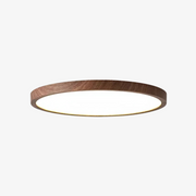 Moktan Sabai Ultra-Thin Flush Mount Ceiling Light with Wood Frame – LED Indoor Lighting for Modern Interiors Dark Wood